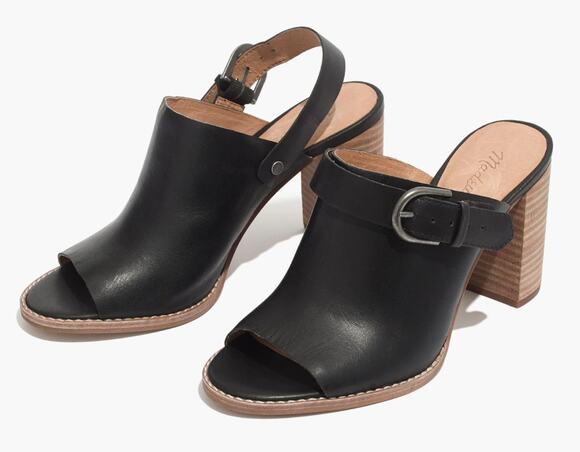 Madewell Shoes - Madewell The Riley Convertible Slingback Mules in Black Leather 8.5